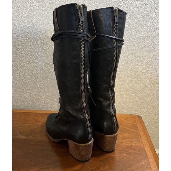 Freebird Grany Lace Up Size 10 Black Tall Boots Distressed Whimsigoth Grunge - Picture 9 of 15